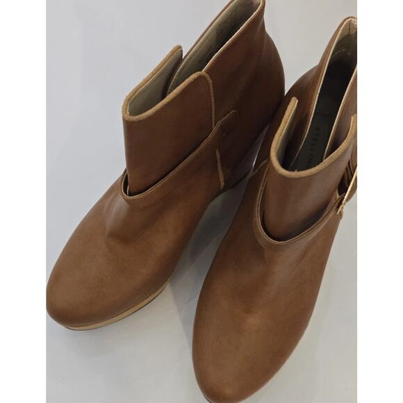 Stella McCartney Beige Leather Brown Wedge Ankle Boot Size 39 - Picture 2 of 12